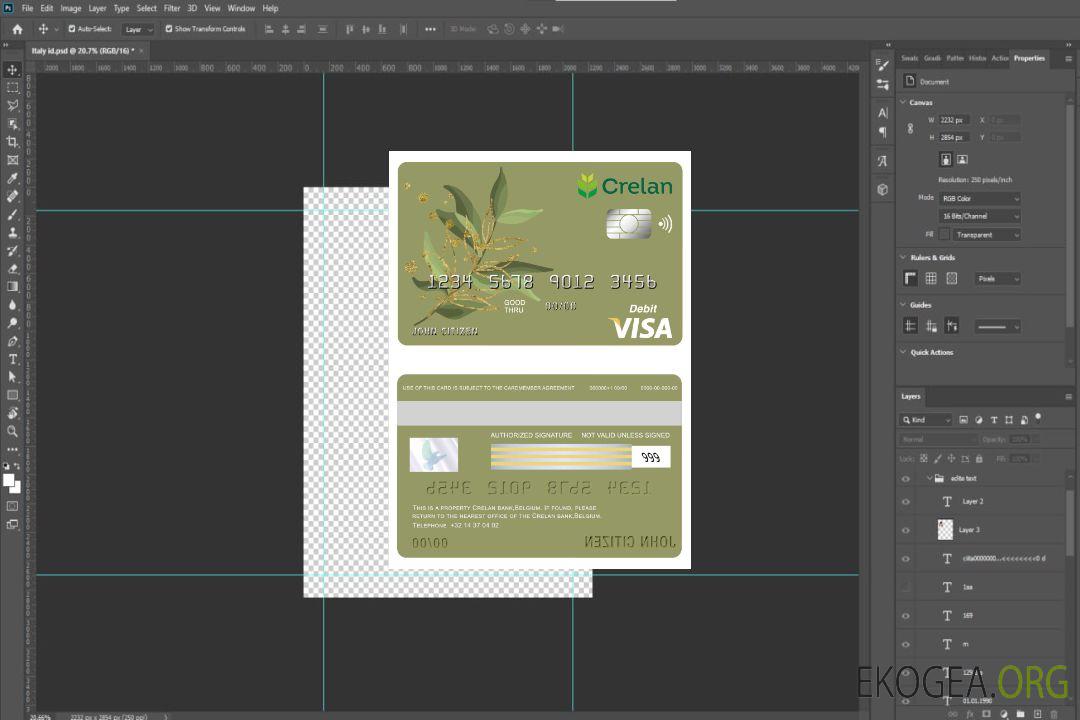 Carte Visa Banque Crelan Belgique template